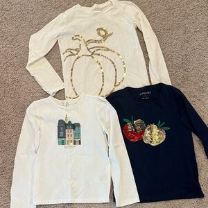 Janie and Jack Kids Long Sleeve Tees - Gold, White, and Navy